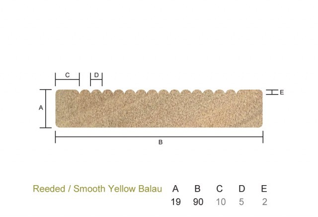 Yellow Balau 19 x 90mm Reeded/Smooth